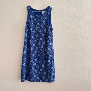 Cece Medium Mini Lined Blue Floral Lace Tank Crew Dress Size 4